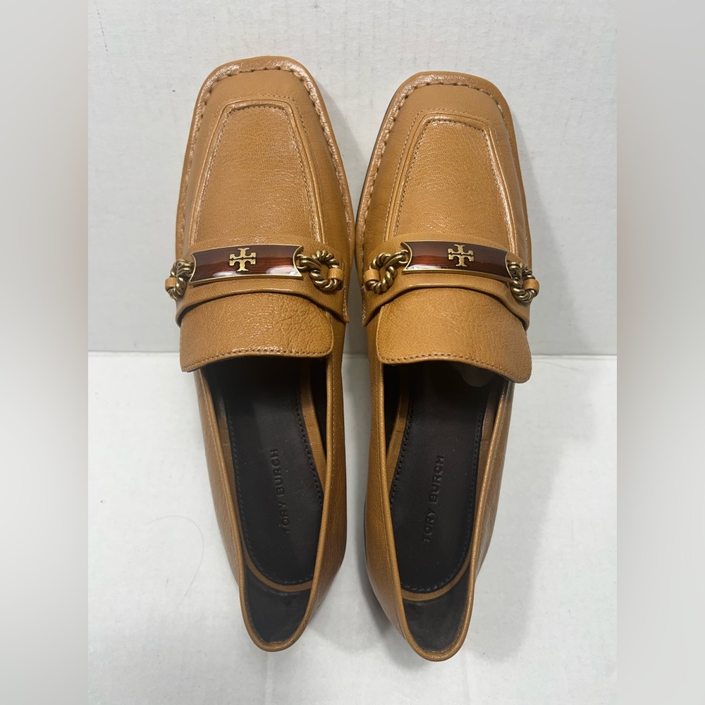 Tory Burch Perrine Loafer Square Toe In Caramel Corn / Brown Size: 7